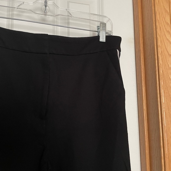 Boden Black Wide Leg Trousers Navy and White Stripe Zip Ankle Size 12 - Picture 2 of 9